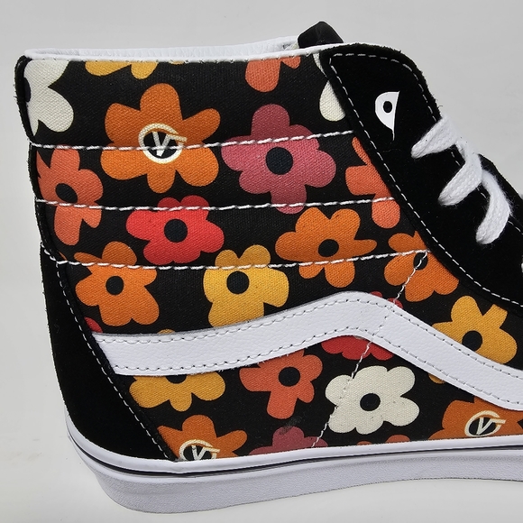 Vans Sk8 Hi Flower Black / Multi Colored Mens Size 10 Sneakers Lace Up Shoes NEW - Picture 8 of 11